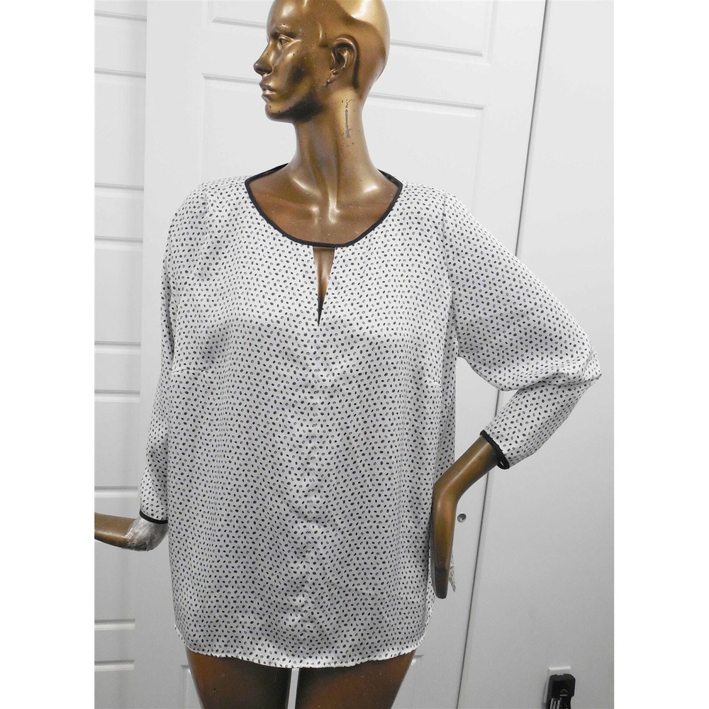 Marina Rinaldi Black White Blouse sz 16